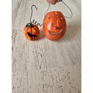 Mini pumpkin jack-o'-lantern ornament pro bird tree Halloween decor